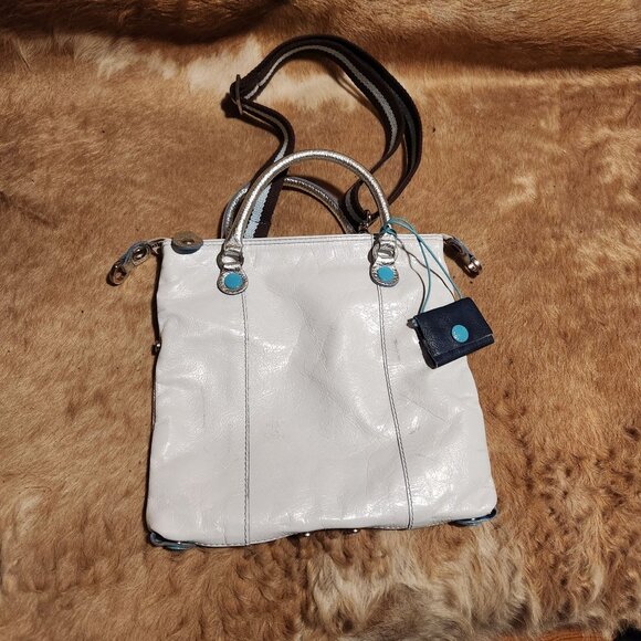 Gabs Made In Italy Genuine Leather Tote With Blue Interior & Adjustable Strap - Picture 1 of 7